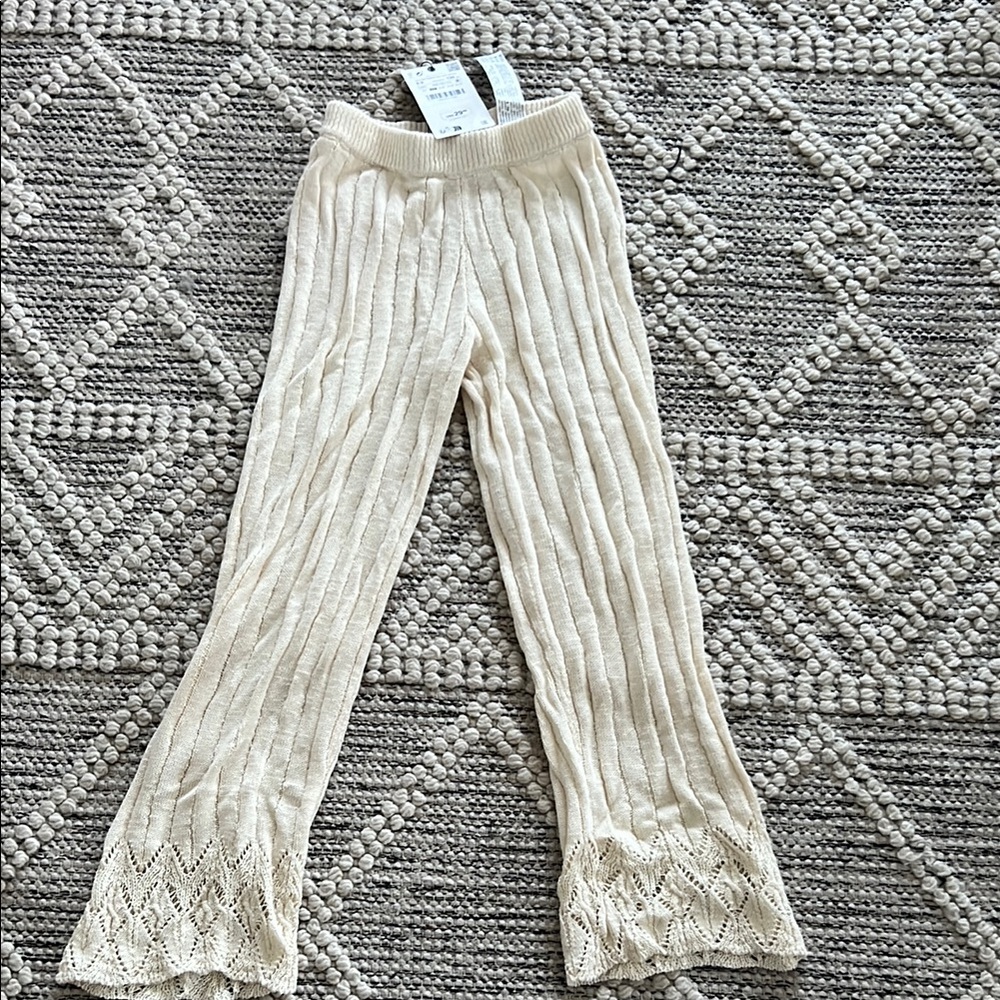 Zara Cream Knit Flare Pants (nwt)